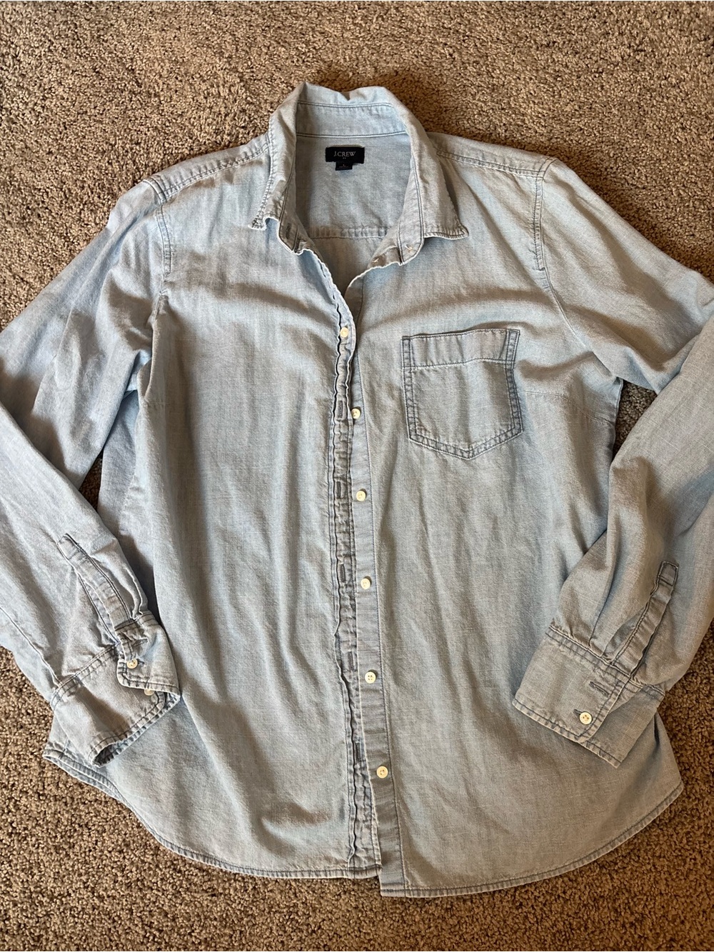 J. Crew Light Blue Denim Button-Down Shirt